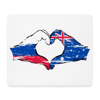 Russia Australia Flag Heart Shape Used - Mouse Pad (horizontal) - white - Front