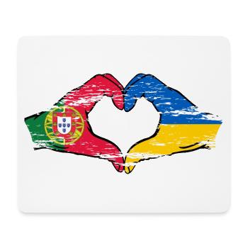 Portugal Ukraine Drapeau Coeur Forme Utilisé - Tapis de souris (format paysage) - blanc - Devant