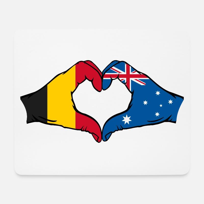 Belgien Australien Flagge Herzform - Mousepad (Querformat) - Weiß