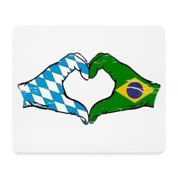 Bavière, Brésil, Drapeau, Mains, Forme Coeur Utilisé - Tapis de souris (format paysage) - blanc - Devant