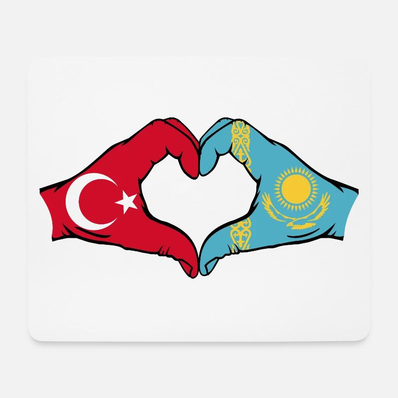 Türkei Kasachstan Flagge Hände Herzform - Mousepad (Querformat) - Weiß