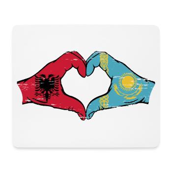 Albanie Kazakhstan Drapeau Mains Coeur Forme Utilisé - Tapis de souris (format paysage) - blanc - Devant