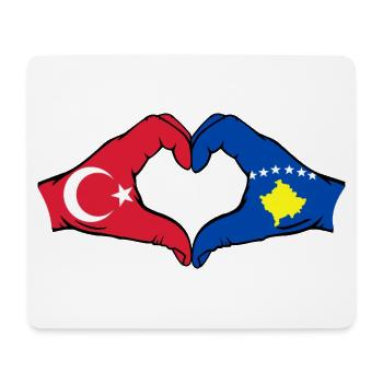 Turkey Kosovo Flag Hands Heart Shape - Mouse Pad (horizontal) - white - Front