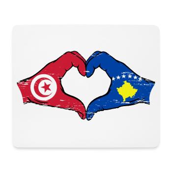 Tunisie Kosovo drapeau mains forme de coeur utilisé - Tapis de souris (format paysage) - blanc - Devant