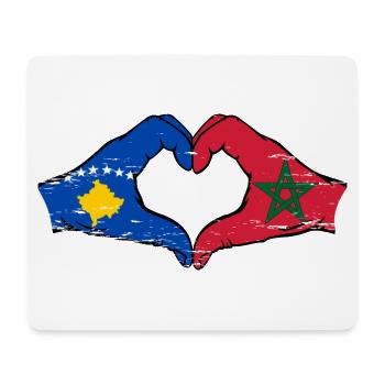Kosovo Maroc drapeau mains forme coeur utilisé - Tapis de souris (format paysage) - blanc - Devant
