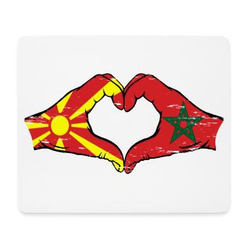 Macédoine Maroc drapeau mains forme de coeur utilisé - Tapis de souris (format paysage) - blanc - Devant