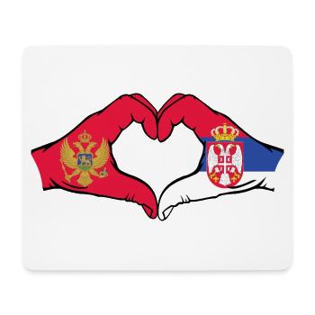 Monténégro Serbie Drapeau Mains Coeur Forme - Tapis de souris (format paysage) - blanc - Devant