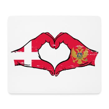 Danemark Monténégro drapeau mains forme coeur utilisé - Tapis de souris (format paysage) - blanc - Devant