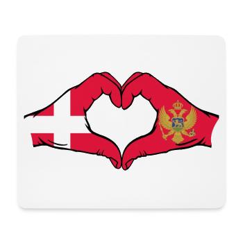 Denmark Montenegro Flag Hands Heart Shape - Mouse Pad (horizontal) - white - Front
