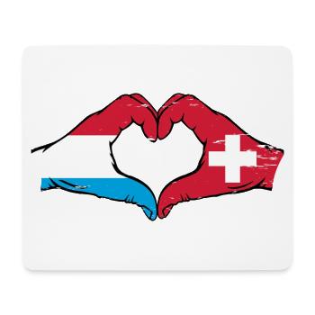 Luxembourg Suisse Drapeau Mains Coeur Forme Utilisé - Tapis de souris (format paysage) - blanc - Devant