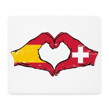 Espagne Suisse Drapeau Mains Coeur Forme Utilisé - Tapis de souris (format paysage) - blanc - Devant