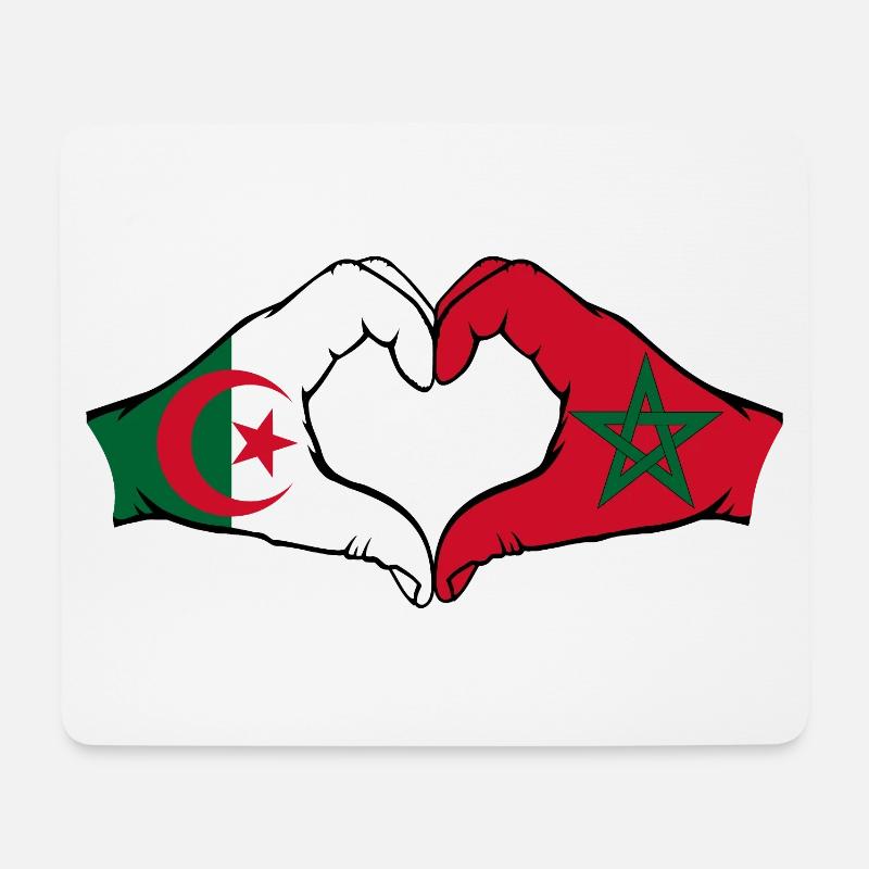 Algerien Marokko Flagge Hände Herzform - Mousepad (Querformat) - Weiß