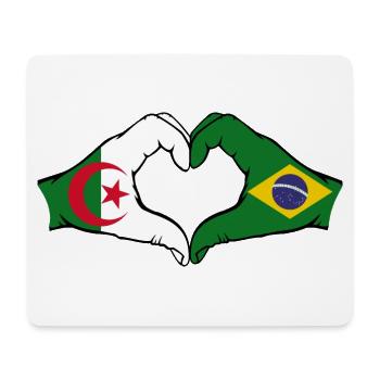 Algeria Brazil Flag Hands Heart Shape - Mouse Pad (horizontal) - white - Front