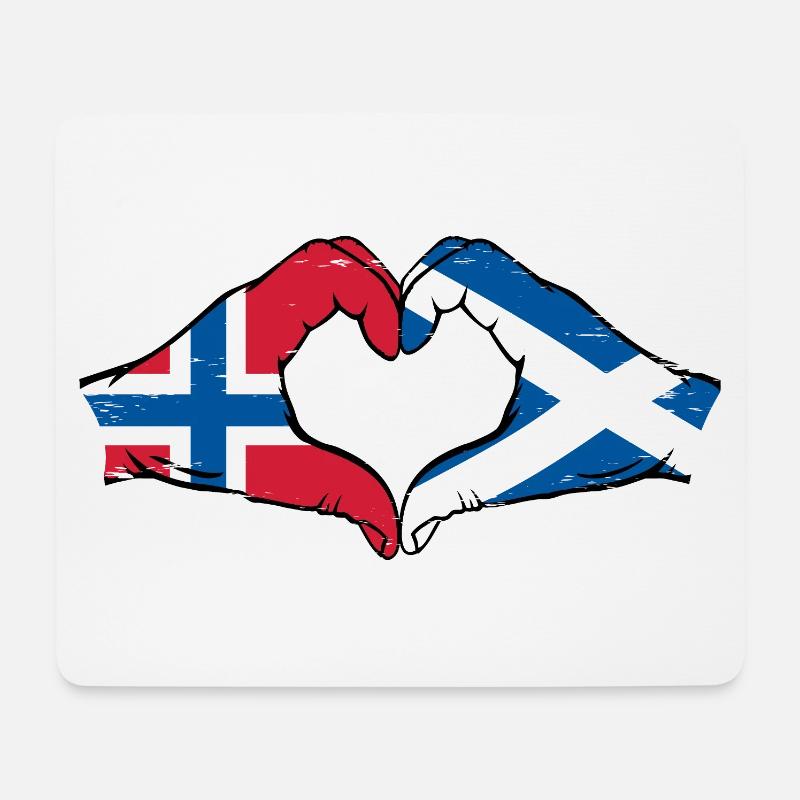Norwegen Schottland Hände Herzform used - Mousepad (Querformat) - Weiß