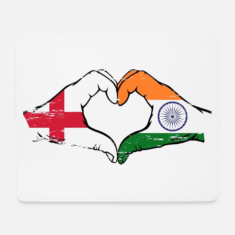 England Indien Hände Herzform used - Mousepad (Querformat) - Weiß