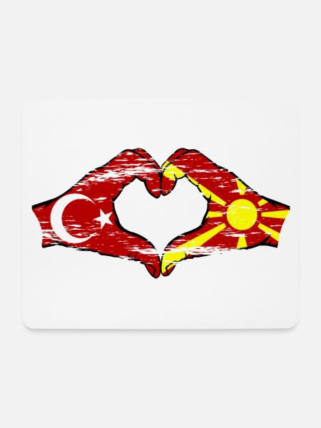 Türkei Makedonien Hände Herzform used - Mousepad (Querformat) - Weiß