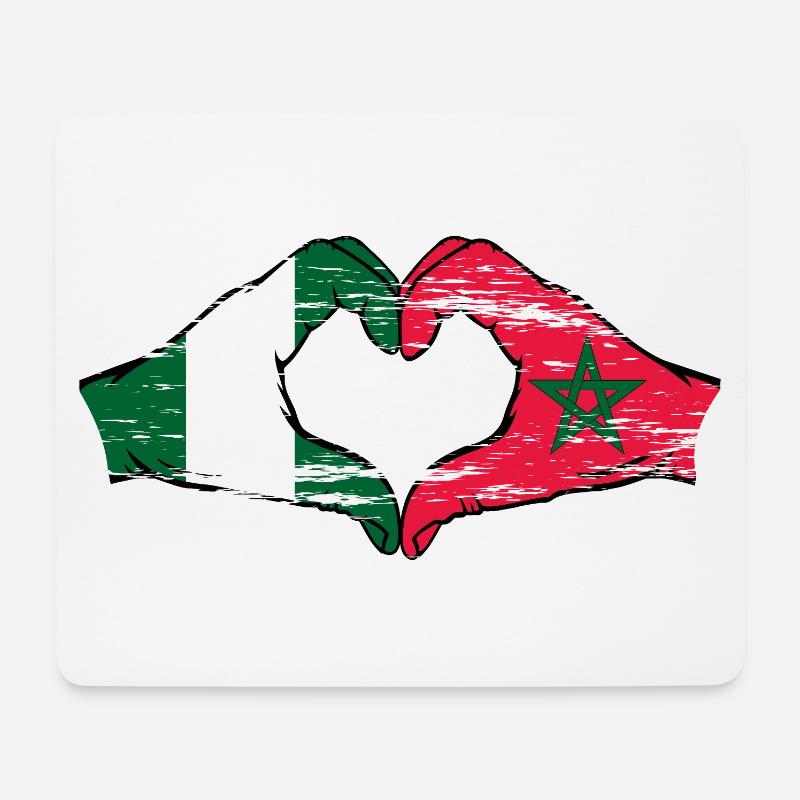 Nigeria Marokko Flagge Herzform used - Mousepad (Querformat) - Weiß