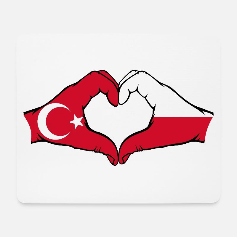 Türkei Polen Flagge Herzform - Mousepad (Querformat) - Weiß