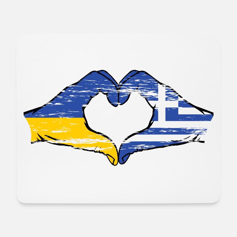 Ukraine Griechenland Flagge Herzform used - Mousepad (Querformat) - Weiß