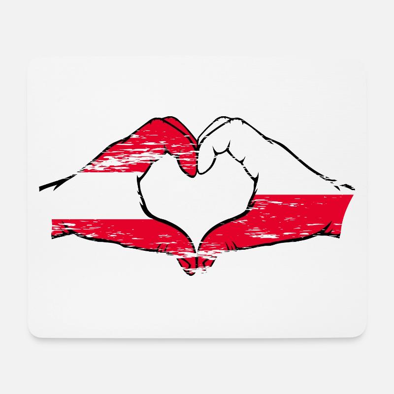 Österreich Polen Flagge Hände Herzform used - Mousepad (Querformat) - Weiß