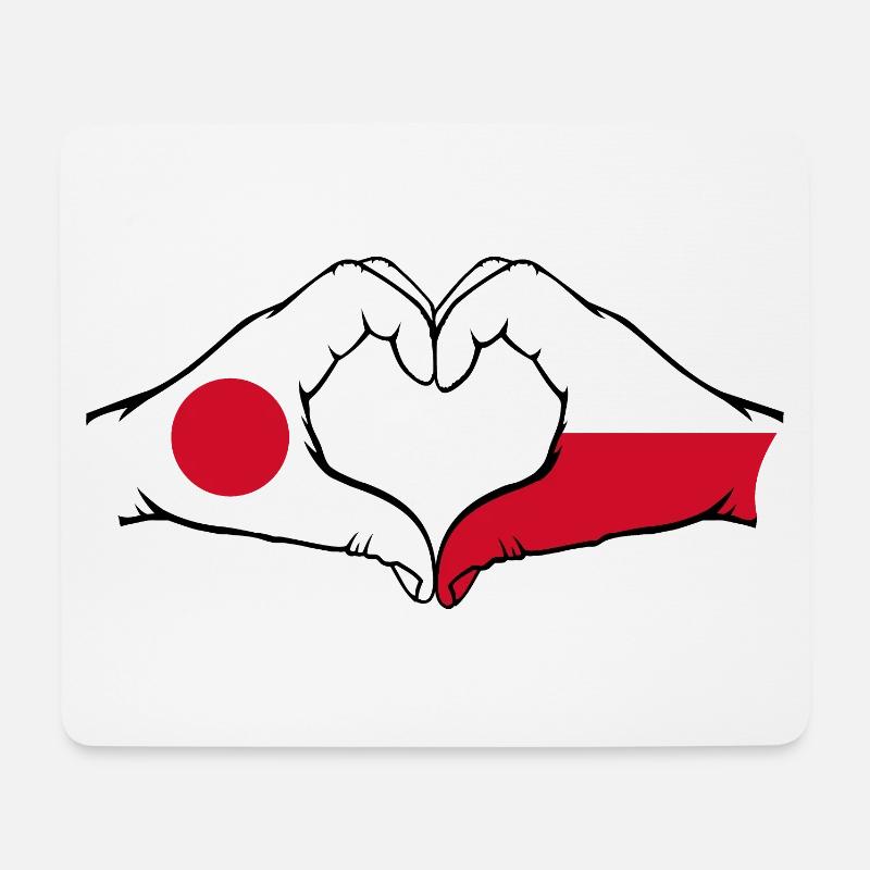 Japan Polen Flagge Hände Herzform - Mousepad (Querformat) - Weiß