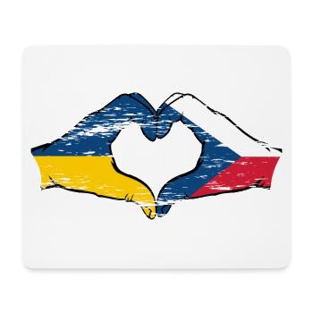 Ukraine Tschechien Flagge Hände Herzform used - Mousepad (Querformat) - Weiß - Vorne