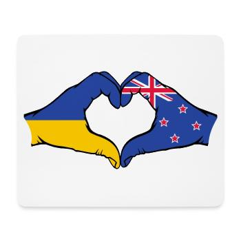 Ukraine New Zealand Flag Hands Heart Shape - Mouse Pad (horizontal) - white - Front