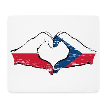 Poland Czech Republic Flag Hands Heart Shape Used - Mouse Pad (horizontal) - white - Front