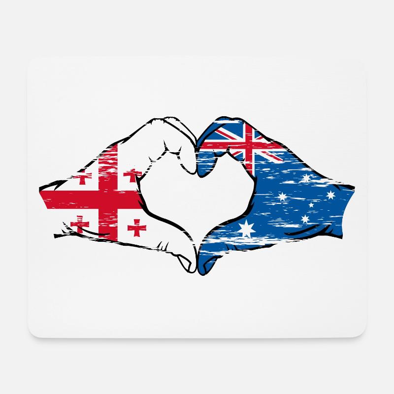 Georgien Australien Flagge Hände Herzform used - Mousepad (Querformat) - Weiß