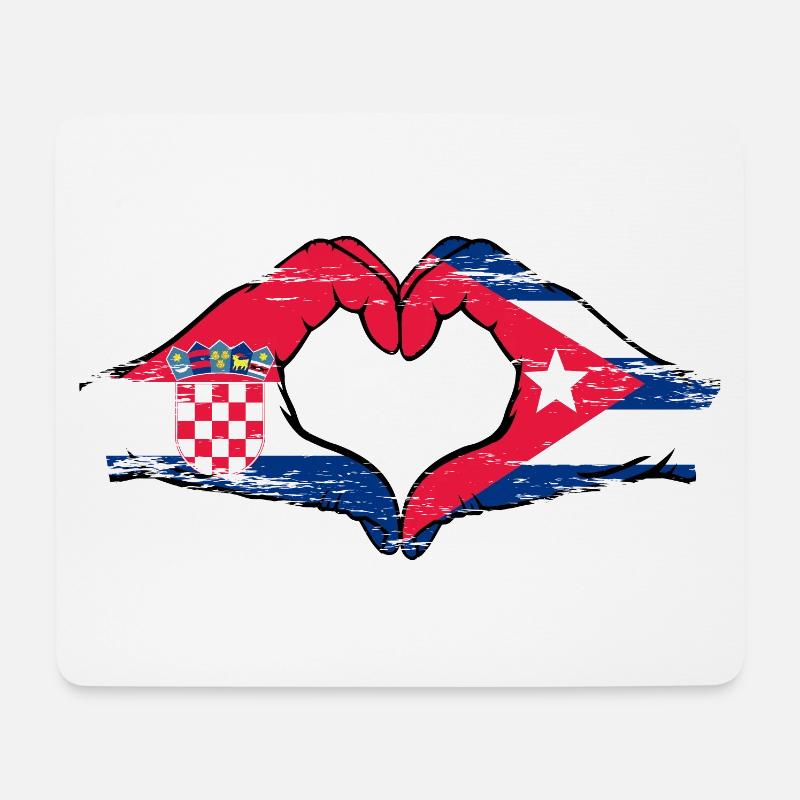 Kroatien Kuba Flagge Hände Herzform used - Mousepad (Querformat) - Weiß