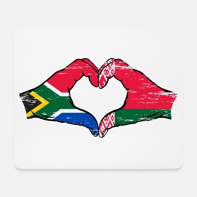 Südafrika Belarus Flagge Hände Herzform used - Mousepad (Querformat) - Weiß
