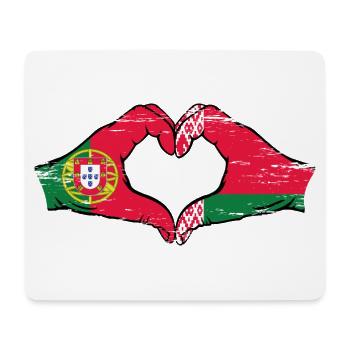 Portugal Biélorussie drapeau mains forme coeur utilisé - Tapis de souris (format paysage) - blanc - Devant