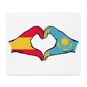 Espagne Kazakhstan Drapeau Mains Coeur Forme - Tapis de souris (format paysage) - blanc - Devant