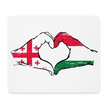 Géorgie Hongrie drapeau mains forme de coeur utilisé - Tapis de souris (format paysage) - blanc - Devant