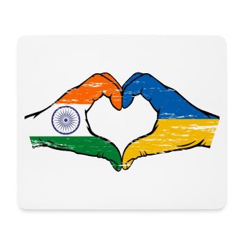 India Ukraine Flag Hands Heart Shape Used - Mouse Pad (horizontal) - white - Front