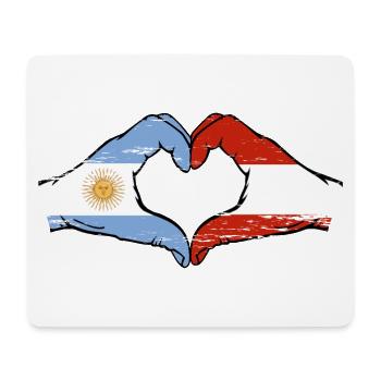 Argentina Austria Flag Hands Heart Shape Used - Mouse Pad (horizontal) - white - Front