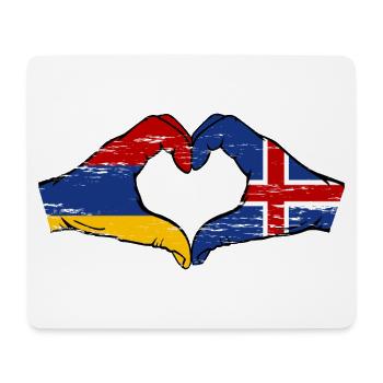 Armenia Iceland Flag Hands Heart Shape Used - Mouse Pad (horizontal) - white - Front