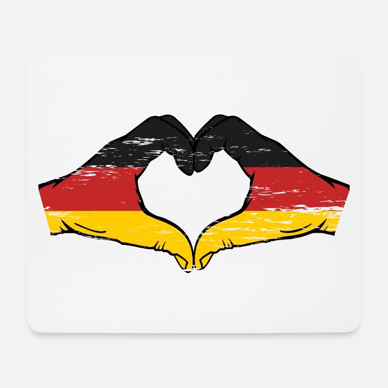 Deutschland Flagge Hände Herzform used - Mousepad (Querformat) - Weiß