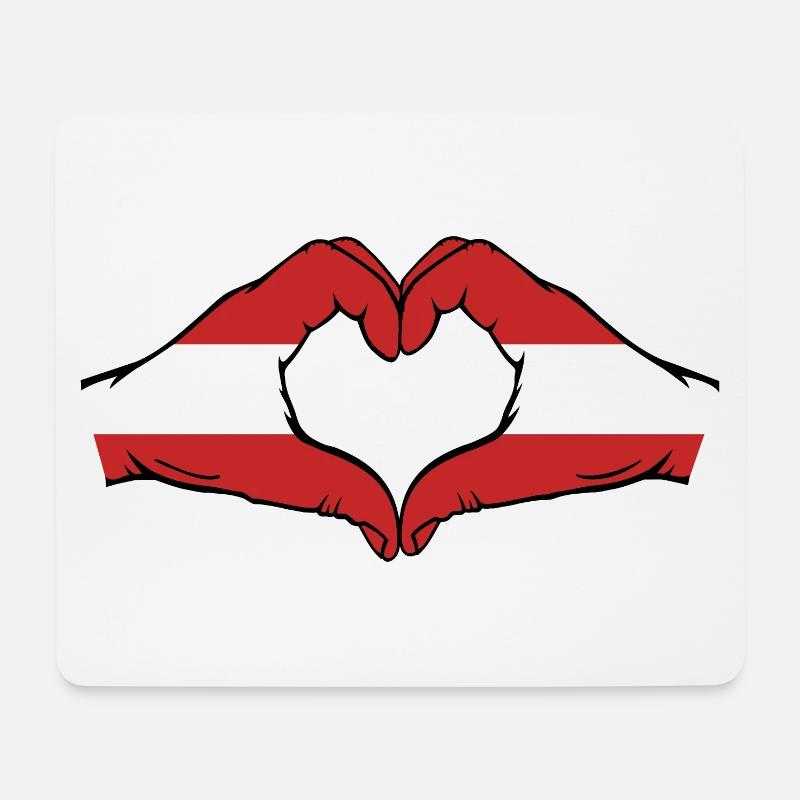 Österreich Flagge Hände Herzform - Mousepad (Querformat) - Weiß