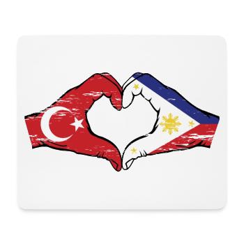 Turquie Philippines Drapeau Mains Coeur Forme Utilisé - Tapis de souris (format paysage) - blanc - Devant