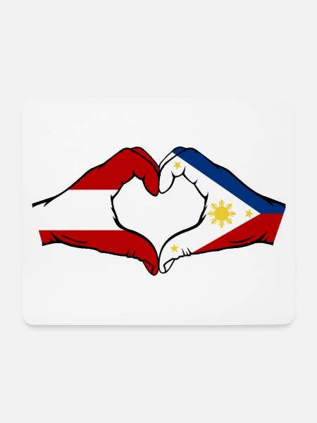 Österreich Philippinen Flagge Hände Herzform - Mousepad (Querformat) - Weiß