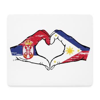 Serbie Philippines drapeau mains forme de coeur utilisé - Tapis de souris (format paysage) - blanc - Devant
