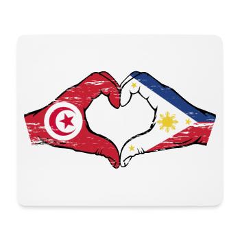 Tunisie Philippines Drapeau Mains Coeur Forme Utilisé - Tapis de souris (format paysage) - blanc - Devant