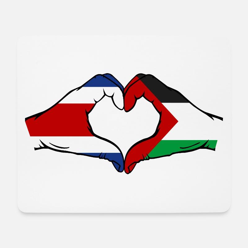 Costa Rica Palestine Flag Hands Heart Shape - Mouse Pad (horizontal) - white