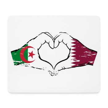 Algerien Katar Flagge Hände Herzform used - Mousepad (Querformat) - Weiß - Vorne