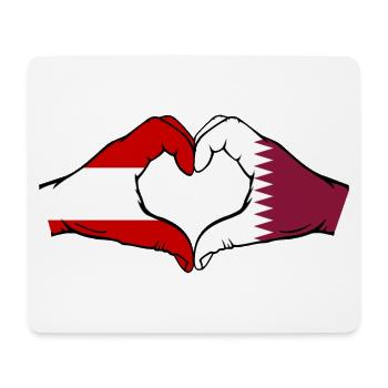 Österreich Katar Flagge Hände Herzform - Mousepad (Querformat) - Weiß - Vorne