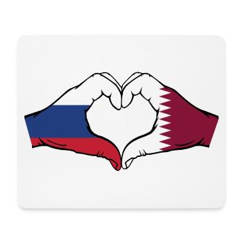 Russland Katar Flagge Hände Herzform - Mousepad (Querformat) - Weiß - Vorne