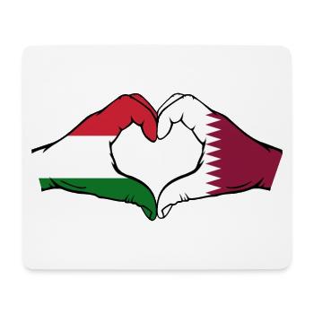 Hongrie Qatar drapeau mains forme coeur - Tapis de souris (format paysage) - blanc - Devant