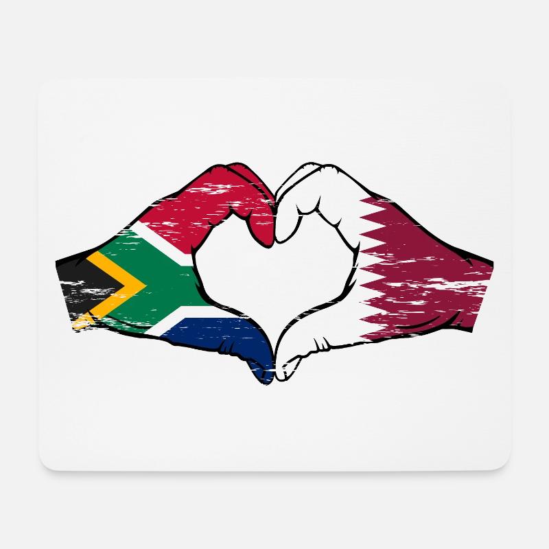 Südafrika Katar Flagge Hände Herzform used - Mousepad (Querformat) - Weiß