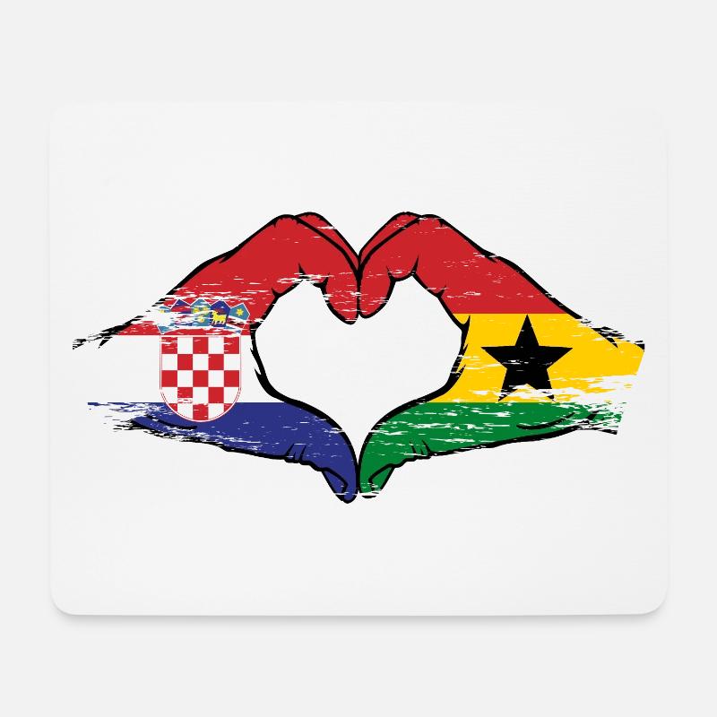 Kroatien Ghana Flagge Hände Herzform used - Mousepad (Querformat) - Weiß